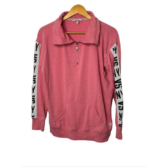Victoria's Secret Pink 1/4 Zip Pullover Sweatshirt Sz Small Angel Wing Zip Pull - Picture 2 of 10